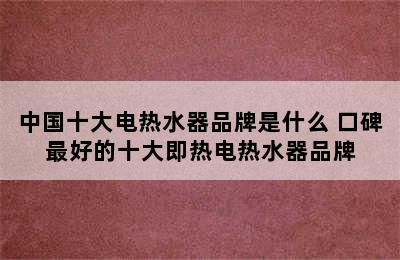 中国十大电热水器品牌是什么 口碑最好的十大即热电热水器品牌